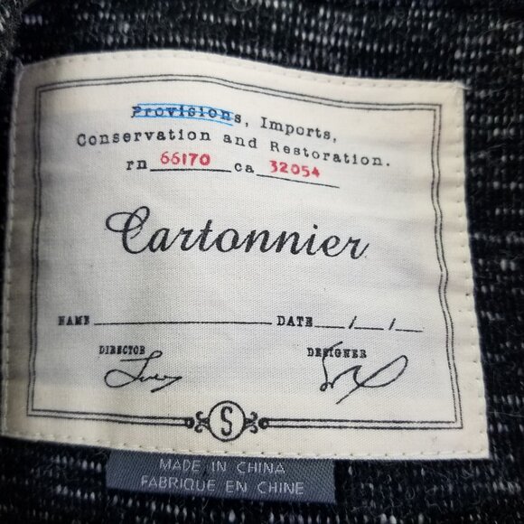 Cartonnier Anthropologie Blazer Sz S Black Gray White Static Tweed Jacket Lined - Picture 10 of 15